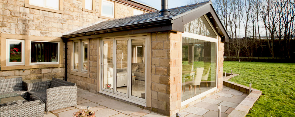Stone Extension exterior with Patio Doors